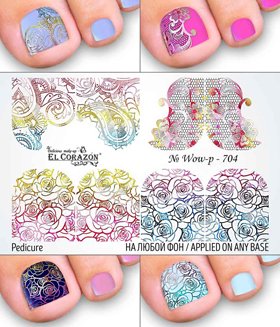 EL Corazon слайдер-дизайны для педикюра Wow-p-704, слайдеды для ногтей Эль Коразон, слайдеры для ногтей купить, слайдер дизайн для ногтей, EL Corazon слайдеры для ногтей