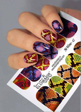 EL Corazon слайдер-дизайны для ногтей Wow-42, слайдеры для ногтей зметная кожа