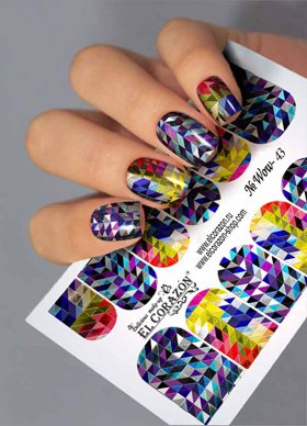 EL Corazon слайдер-дизайны для ногтей Wow-43, слайдеры для ногтей калейдоскоп, слайдеры для ногтей мозаика, слайдер дизайн для ногтей мозаика